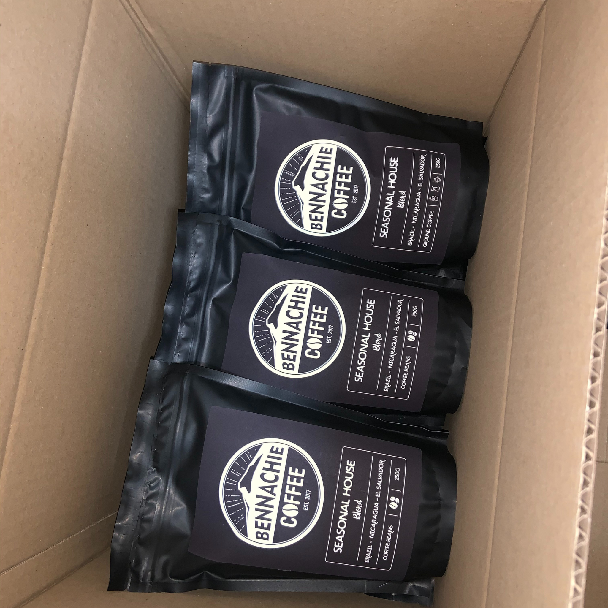 Case of 20x250g - Seasonal House Blend Coffee Beans - Bennachie Coffee