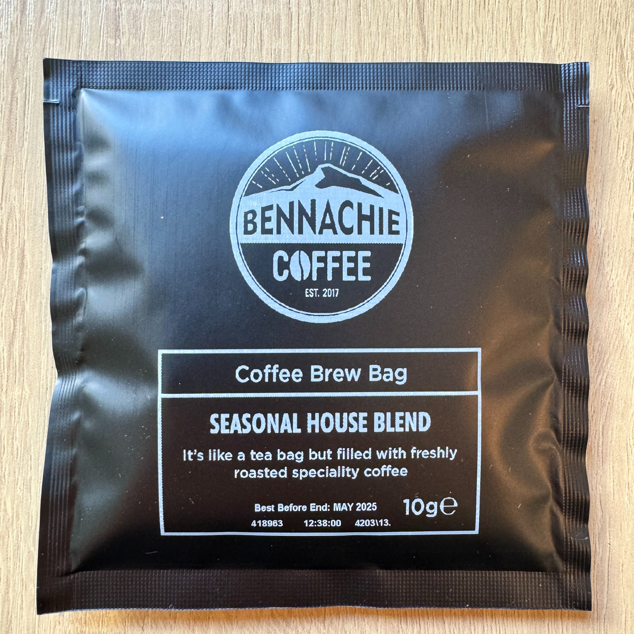 10x10g Biodegradable Coffee Brew Bag - Seasonal House Blend (1 single box) - Bennachie Coffee