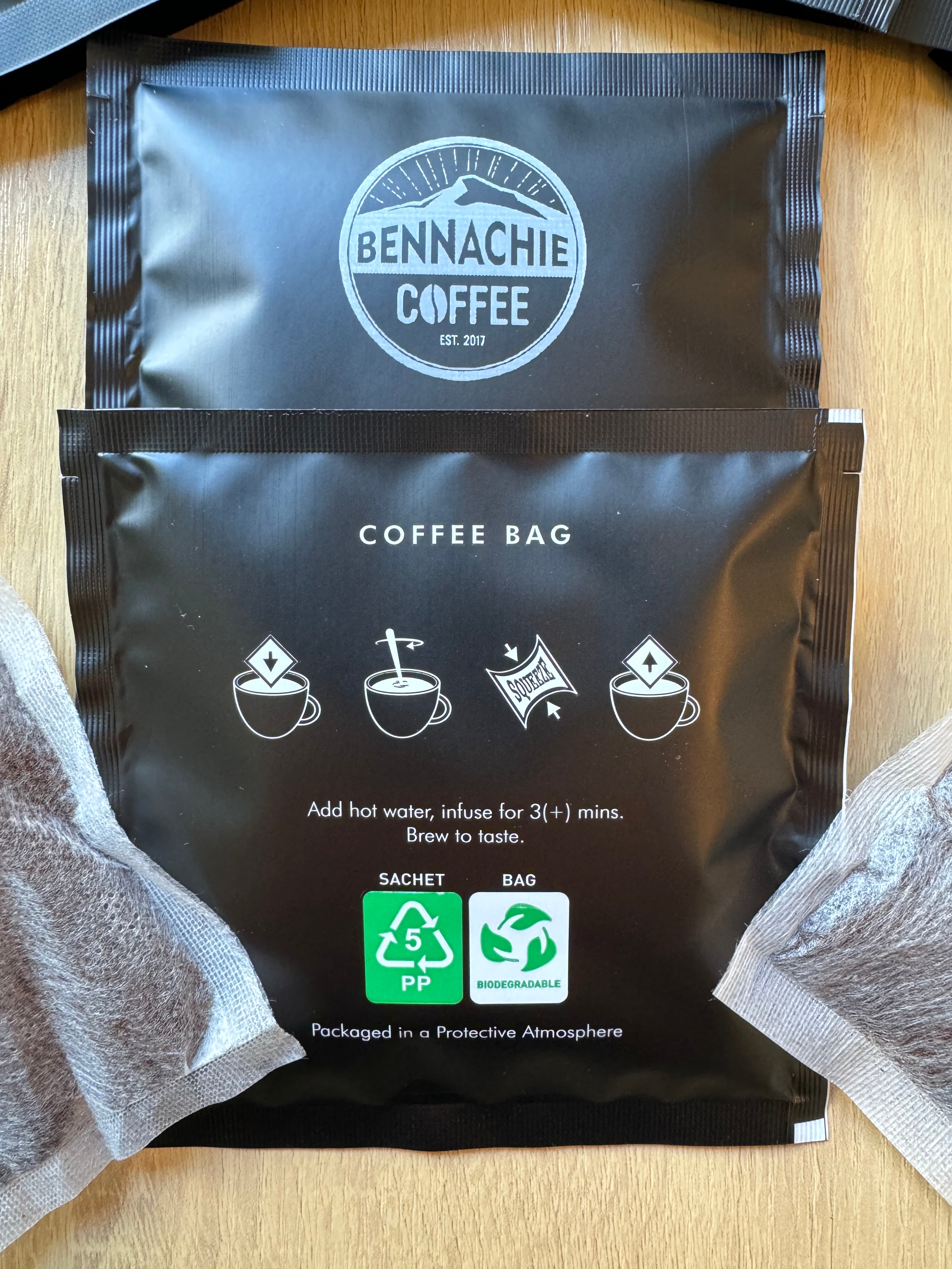 10 x 10g Biodegradable Coffee Brew Bag - Seasonal House Blend (Case, 10 single boxes) - Bennachie Coffee