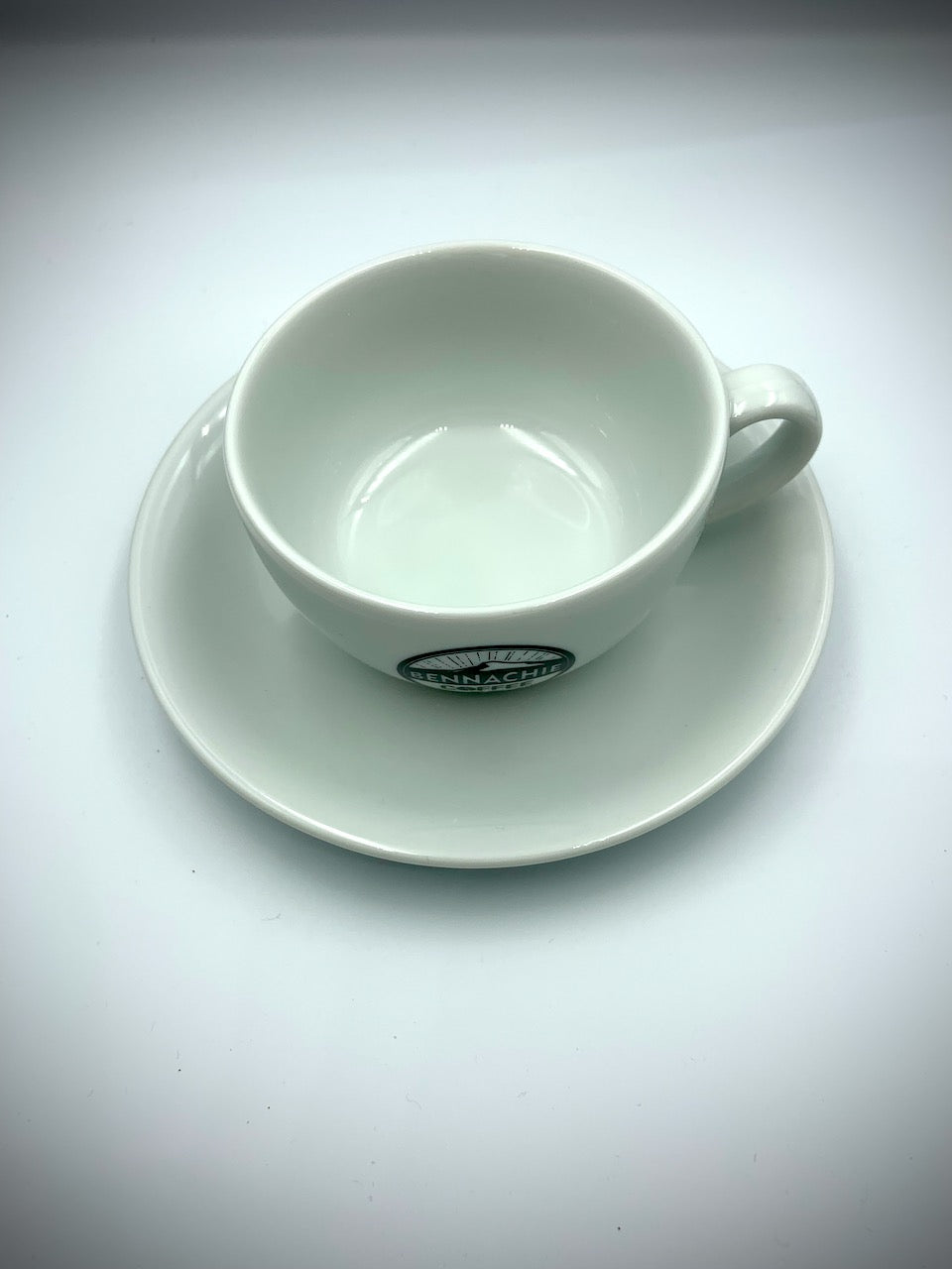 Cappuccino cup & saucer - with Bennachie Coffee logo - Bennachie Coffee